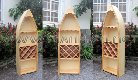 Floor Boat Shelf With Wine Cells - Mô Hình Thuyền Buồm Gia Nhiên - Công Ty TNHH Gia Nhiên